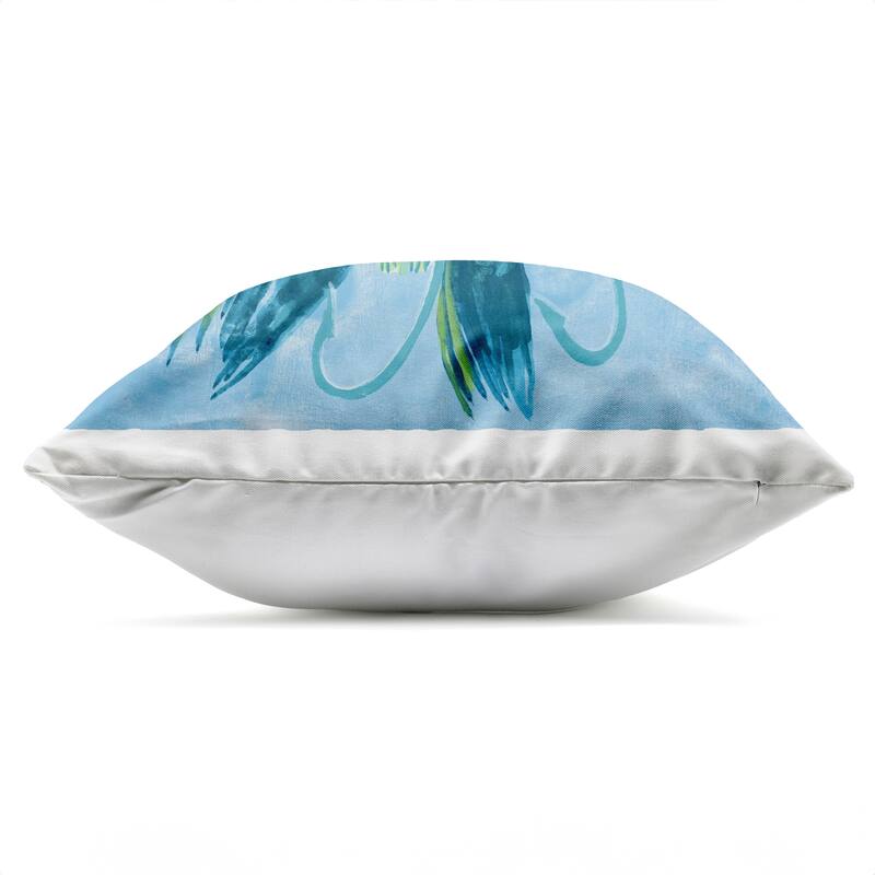 Stupell Blue & Green Abstract Flower Printed Outdoor Throw Pillow Design by Liz Jardine