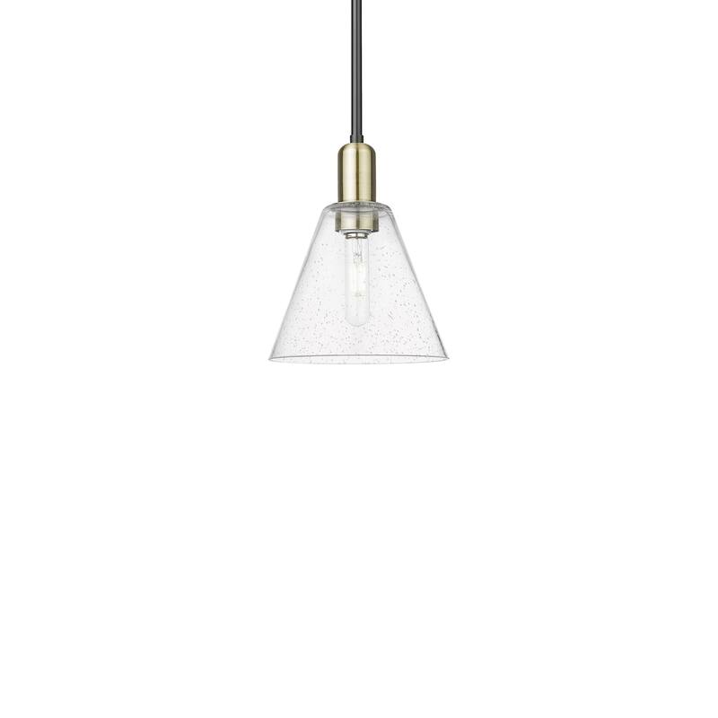 Innovations Lighting 716-1S-11-8 Berkshire Glass Pendant Berkshire - Black Antique Brass / Seedy