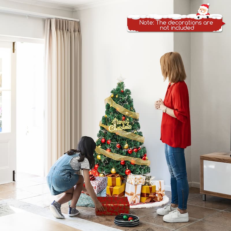 Gymax 4/5/6/7 FT Artificial Xmas Tree w/ 270 Branch Tips 509 Warm