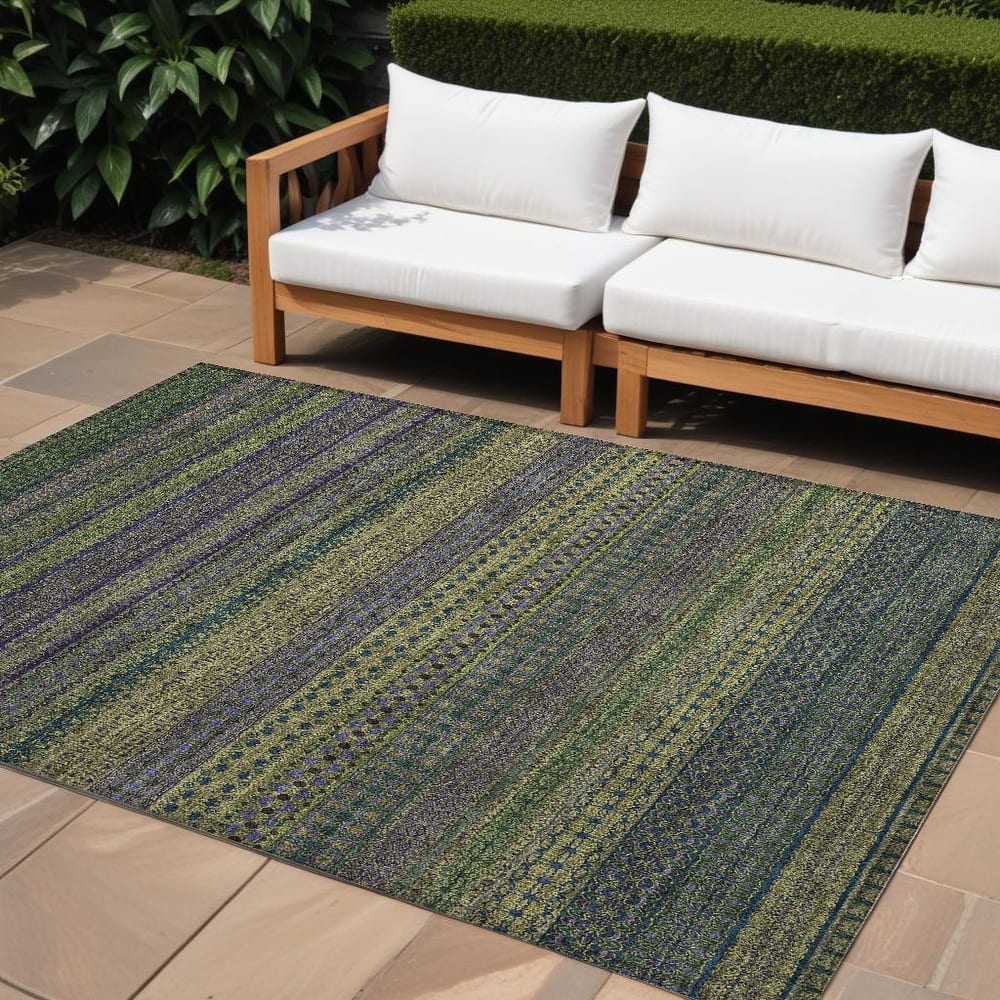 Jaso Stripe Weather Resistant Blended Style Outdoor Rug