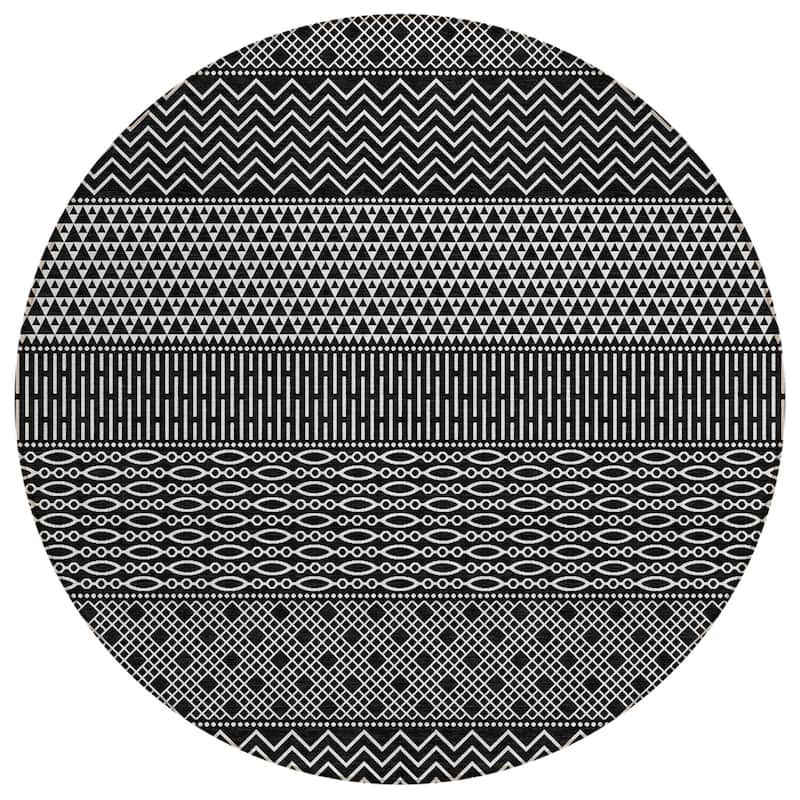 Machine Washable Indoor/ Outdoor Modern Stripes Chantille Rug