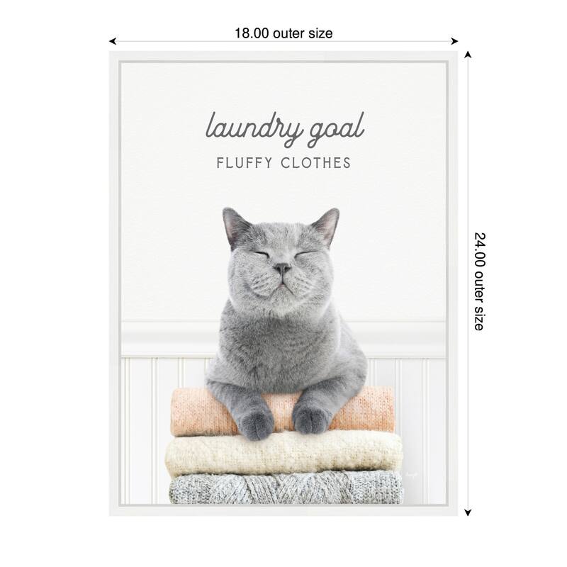 Kate and Laurel Sylvie Cat Laundry Goals Framed Canvas by Amy Peterson