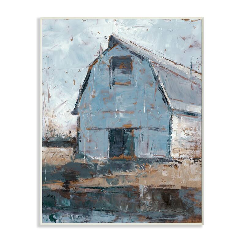 Stupell Abstract Distressed White Barn Farm Architecture Wood Wall Art