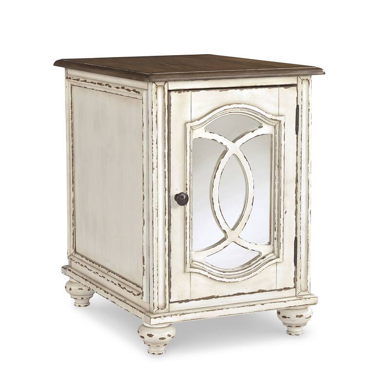 Signature Design by Ashley Nettle Bank White and Brown Wooden Chairside End Table