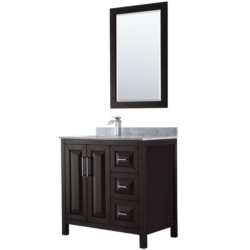 Wyndham Collection Daria 36" Free Standing Single Vanity Set with MDF - Dark Espresso / White Carrara Marble Top / - Espresso Finish