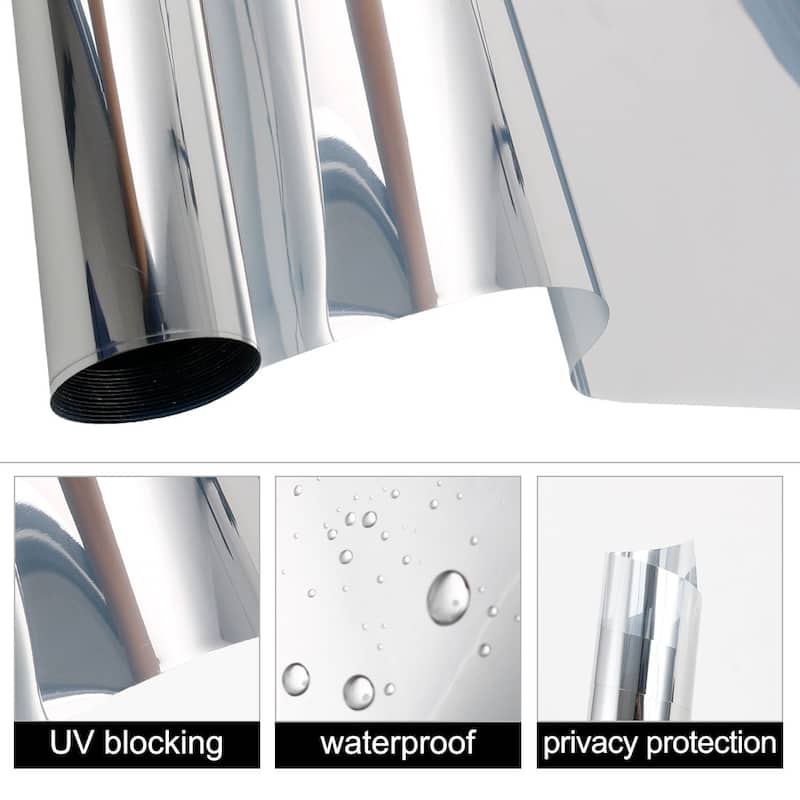 PET Self-sticky Window Film Privacy Heat Control Films 20"x78.7" - Silver Tone - 20in. By 78.7in