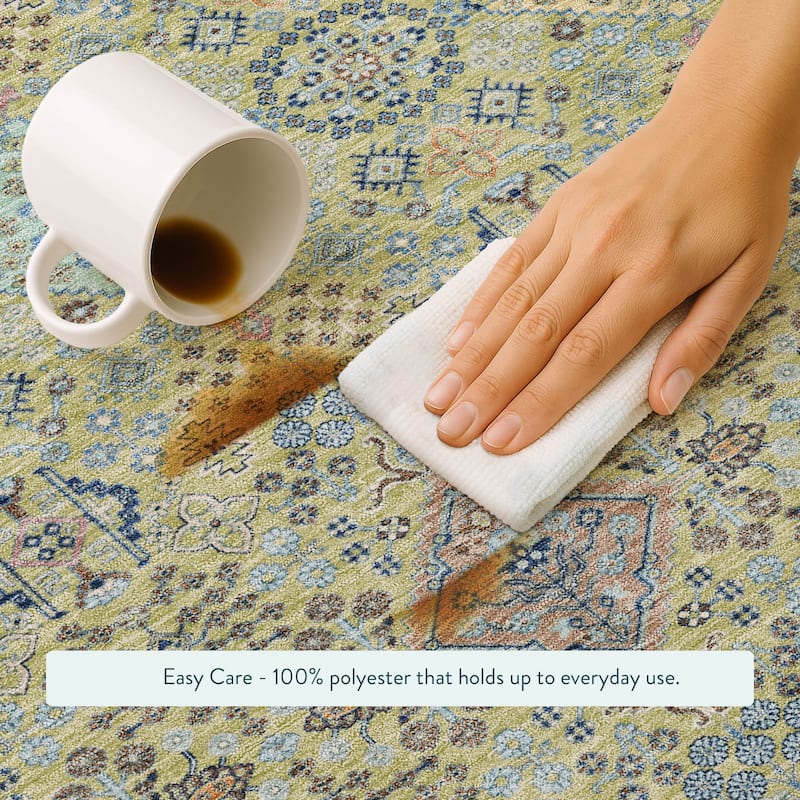 Machine Washable Indoor/ Outdoor Boho Panel Chantille Rug