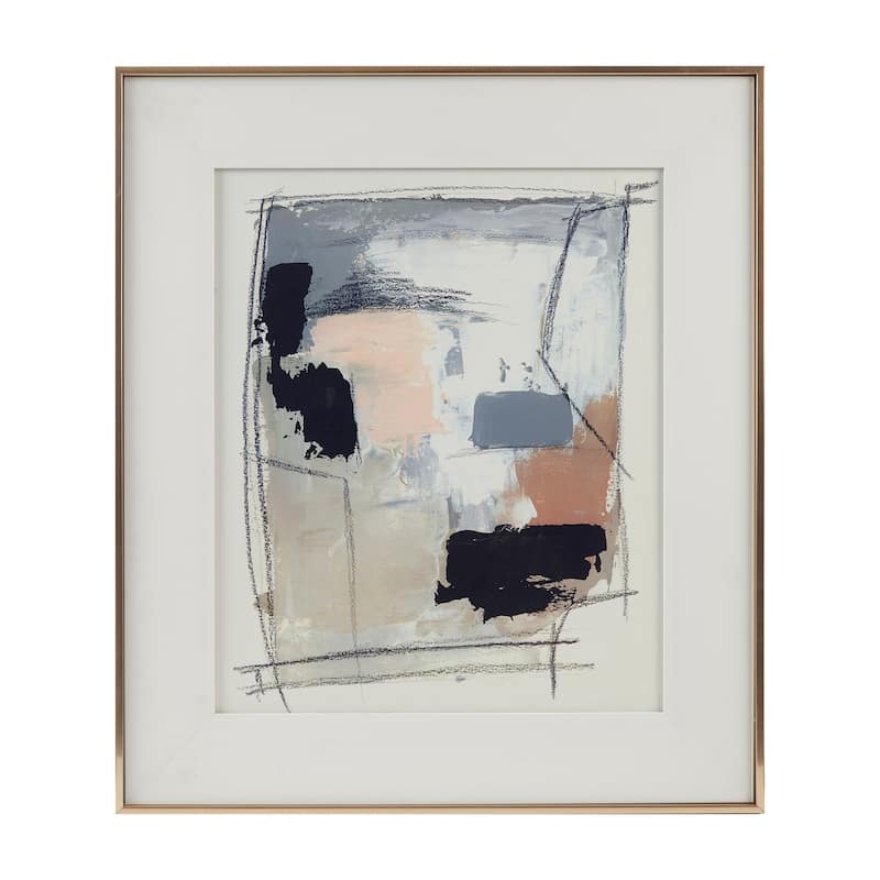 Madison Park Abstract Reveal Framed Glass and Gallery Matted Wall Art - Neutral