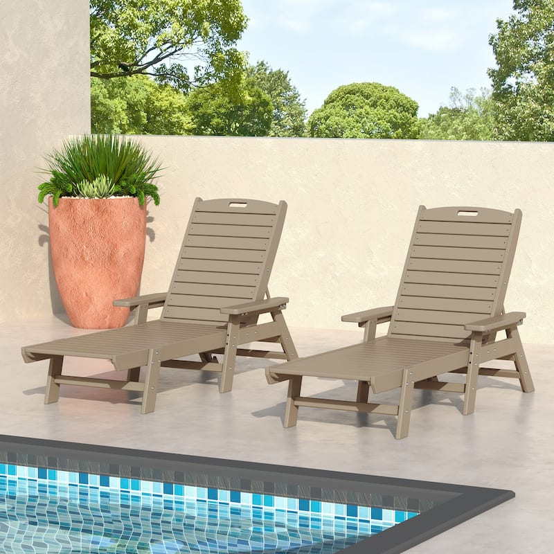 Laguna Hdpe All Weather Outdoor Patio Pool Reclining Chaise Lounge (Set Of 2)