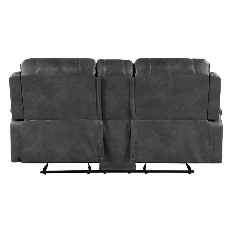 Dean Reclining Loveseat, Pillow Tufted Gray Faux Leather 76 Inch