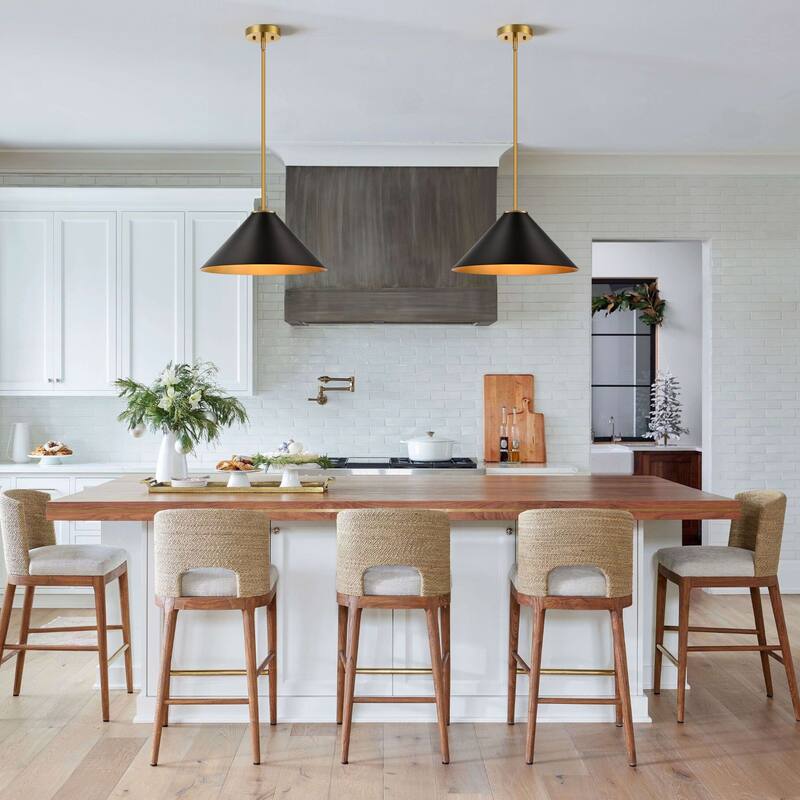 LamQee 1 -Light Metal Cone Pendant Light Adjustable Hanging Lighting - 15.7inch