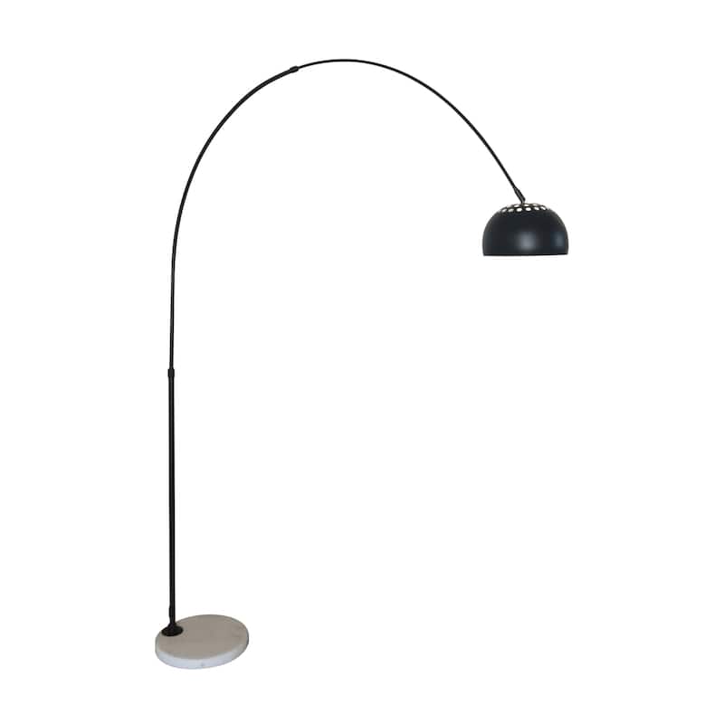 Floor Lamp with White Marble Base and Metal Lamp Shade Arco Collection - 76"