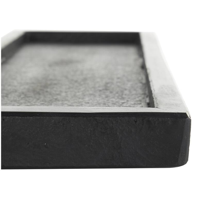 Marble Minimalistic Textured Square Living Room Decor Tray - Set of 2 Black - Roche River Decor
