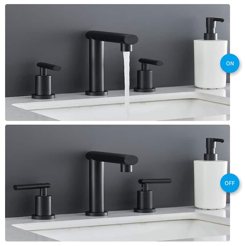 Widespread Bathroom Faucet,for Sink 3 Hole, 2-Handles Vanity Faucet with Pop Up Drain Assembly and Lead-Free Supply Hose