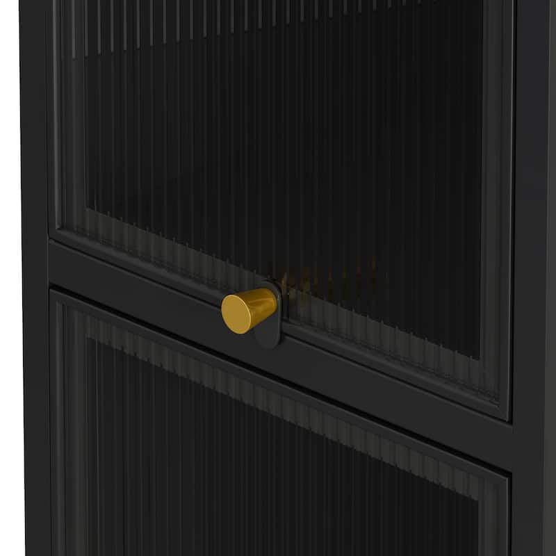 Modern Glass Door Cabinet with Featuring Storage, for Entryway Living Room Bathroom Dining Room