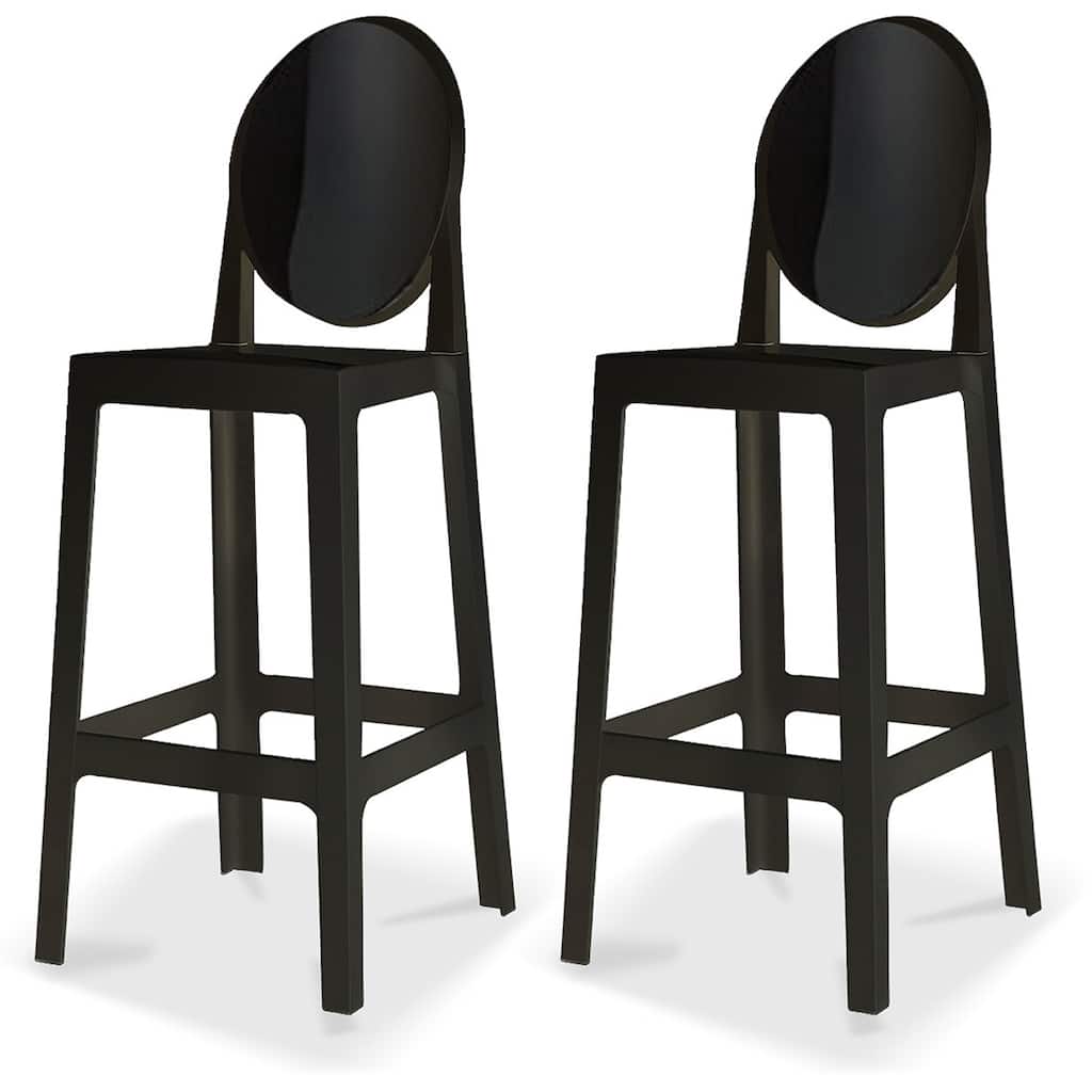 Set of 2 Modern High Back Side Armless Bar Stools With Backs Chairs For Kitchen Island Home Indoor Outdoor Patio Clear