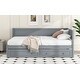 preview thumbnail 21 of 28, Twin Size Daybed with 2-Storage Drawers and Guardrail, Solid Pine Frame, No Box Spring Required, Beige Vintage Style for Bedroom