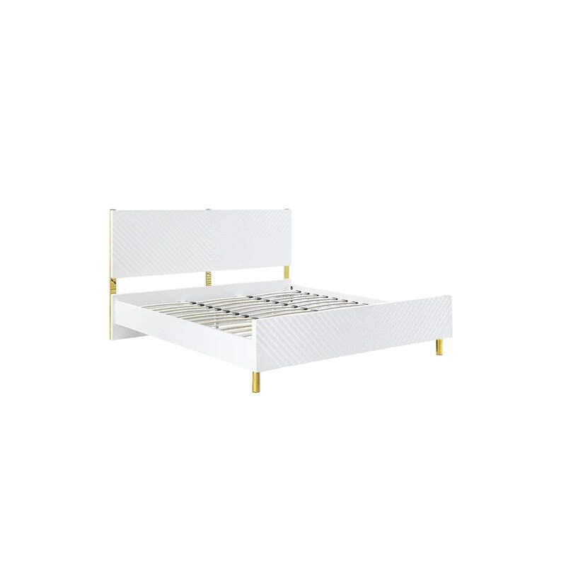 Queen Size Bed - Baroque Style Platform Bed Frame - Modern Bedroom Furniture
