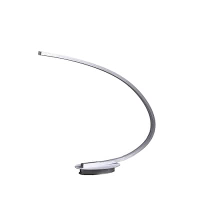 Silver Metal LED Desk Lamp with Brushed Nickel Finish and Inline Switch - 18” x 4.5” x 16” (D x W x H)