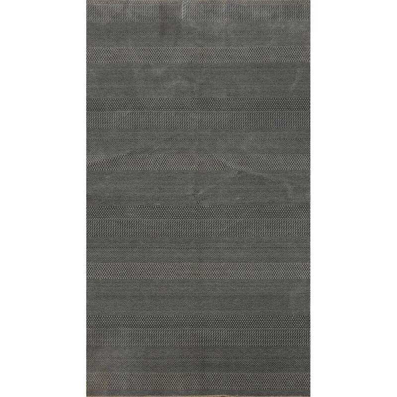 Hand Knotted Oriental 100% Wool Carpet Modern Geometric Greys & Charcoal Contemporary Area Rug - 8' 0'' X 4' 9''