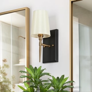 Modern Black Gold 1-Light Armed Wall Sconces Fabric Bathroom Vanity ...