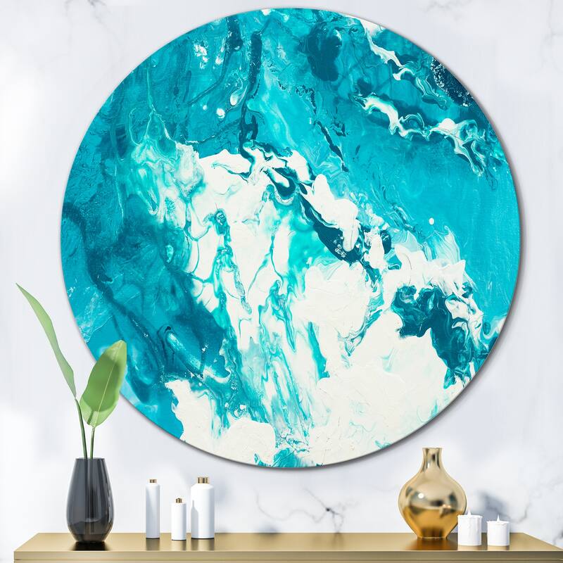Designart 'White Clouds On Blue Marble II' Modern Metal Circle Wall Art - 36x36 - Disc of 36 Inch