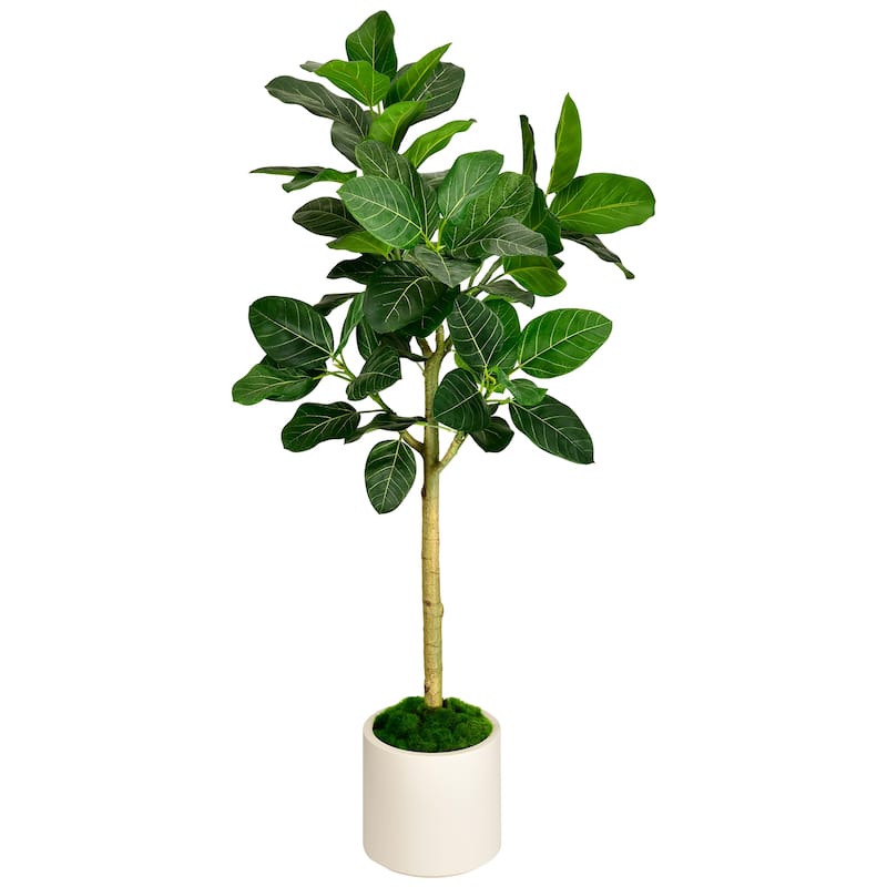 5 ft. Artificial Audrey Ficus Tree in White Decor Pot - 29.5 in. W x 29.5 in. D x 60.25 in. H