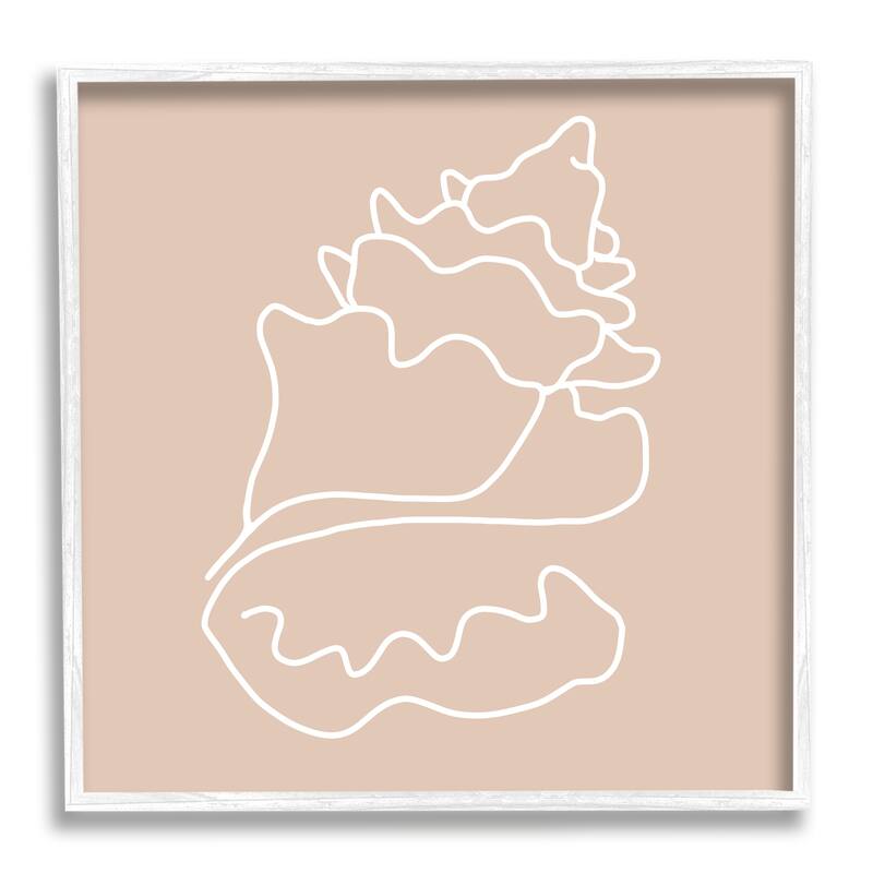 Stupell Conch Shell Line Doodle Minimal Beige Beach Framed Wall Art, Design by Daphne Polselli - 12 x 12 - White
