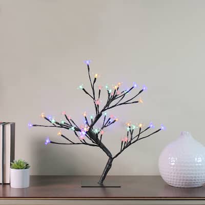 18" Japanese Sakura Blossom Flower Artificial Tree Multicolor LED