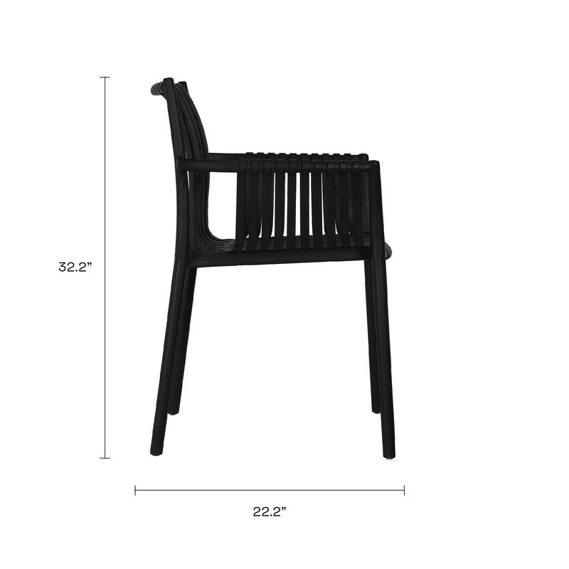 Weave Stackable Indoor/Outdoor Chair Set of 2 Black