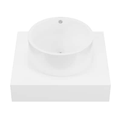 Monaco 24" Floating Bathroom Shelf With Vessel Sink In Glossy White - 23.75" x 21.81" x 9.49"