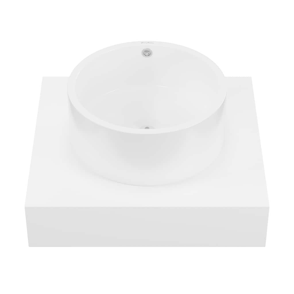 Monaco 24" Floating Bathroom Shelf With Vessel Sink In Glossy White - 23.75" x 21.81" x 9.49"