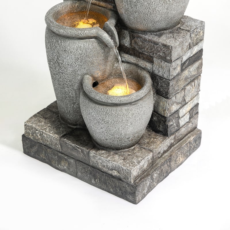 Teamson Home 30.71" 4-Tier Solar-Powered Outdoor Water Fountain