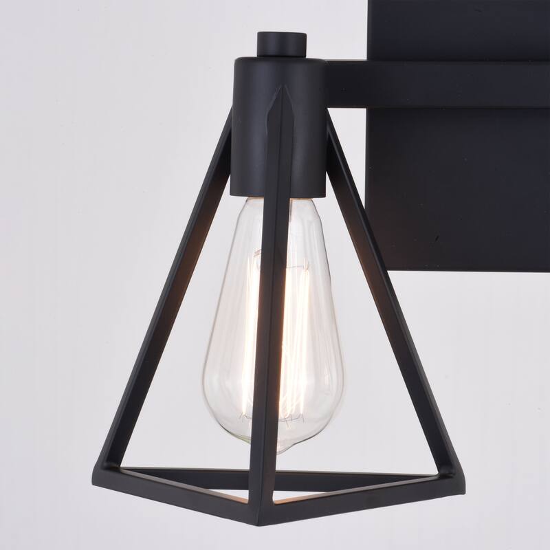 Ravenna Matte Black Contemporary Bathroom Vanity Lighting Fixture, Metal Cage Shade, Dimmable, LED Compatible, Over Mirror Mount