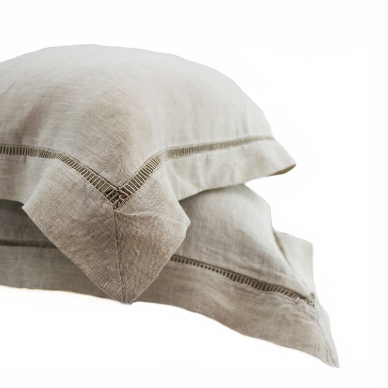 Belgian Flax Linen Collection Ladder Hemstitch Pillowcases/Euro Shams