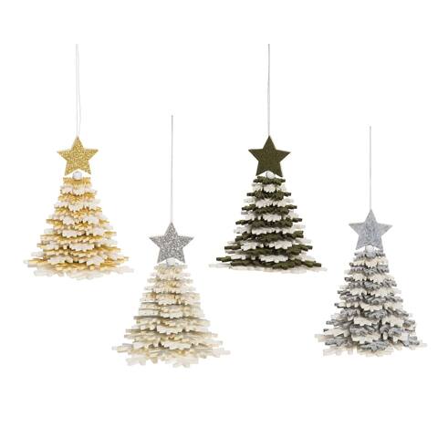Felt Christmas Tree Ornament, Set of 4 - WHITE - Set of 4