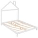 preview thumbnail 46 of 70, Wooden Platform Bed with Wood Slat Support, Modern Solid Wood Kids Bed Frame with House-shaped Headboard, No Box Spring Needed White - Full