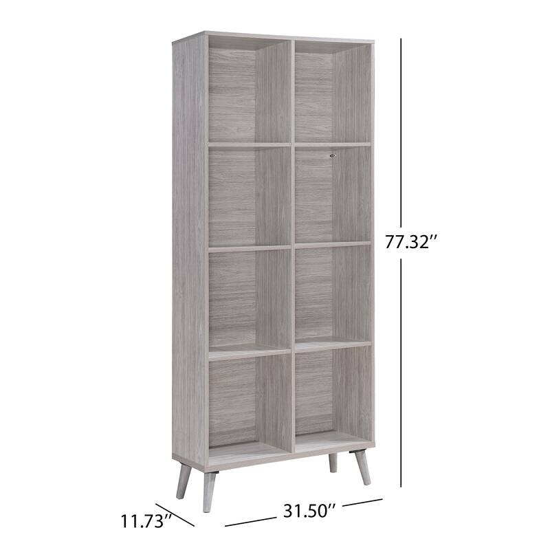 Wooden Frame Bookcase with Open Shelves
