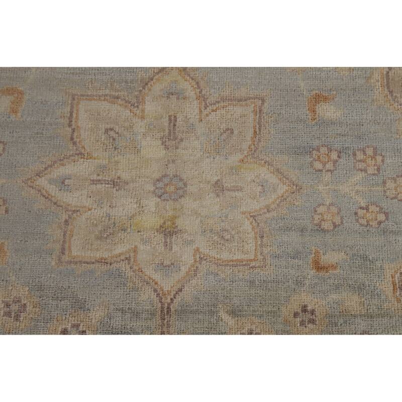 Vegetable Dye Oushak Turkish Area Rug Hand-Knotted Wool Carpet - 8'11" x 11'11"