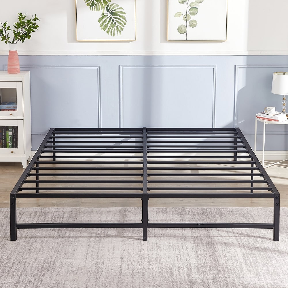 VECELO 14/16/18 inch Metal Platform Bed Frames Steel Slat,Mattress Foundation with Steel Slat Support/No Box Spring Needed