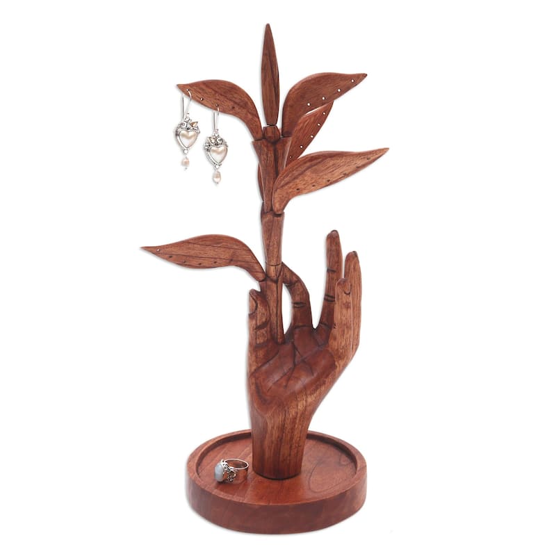 Novica Handmade Plucked From Above Wood Jewelry Holder