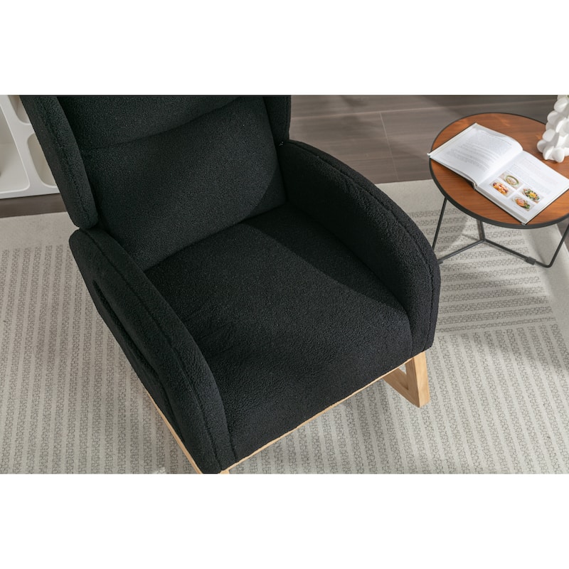 Teddy Fabric Rocking Chair with Packet Wood Legs
