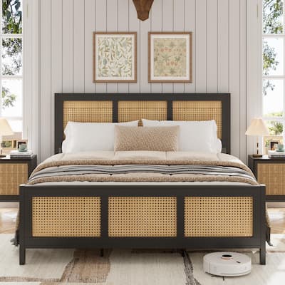 Rattan Bed Frame with Headboard
