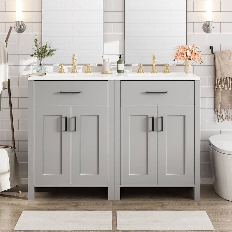 GDFStudio - Nova Wood & Ceramic Bathroom Vanity Cabinet with Single Sink