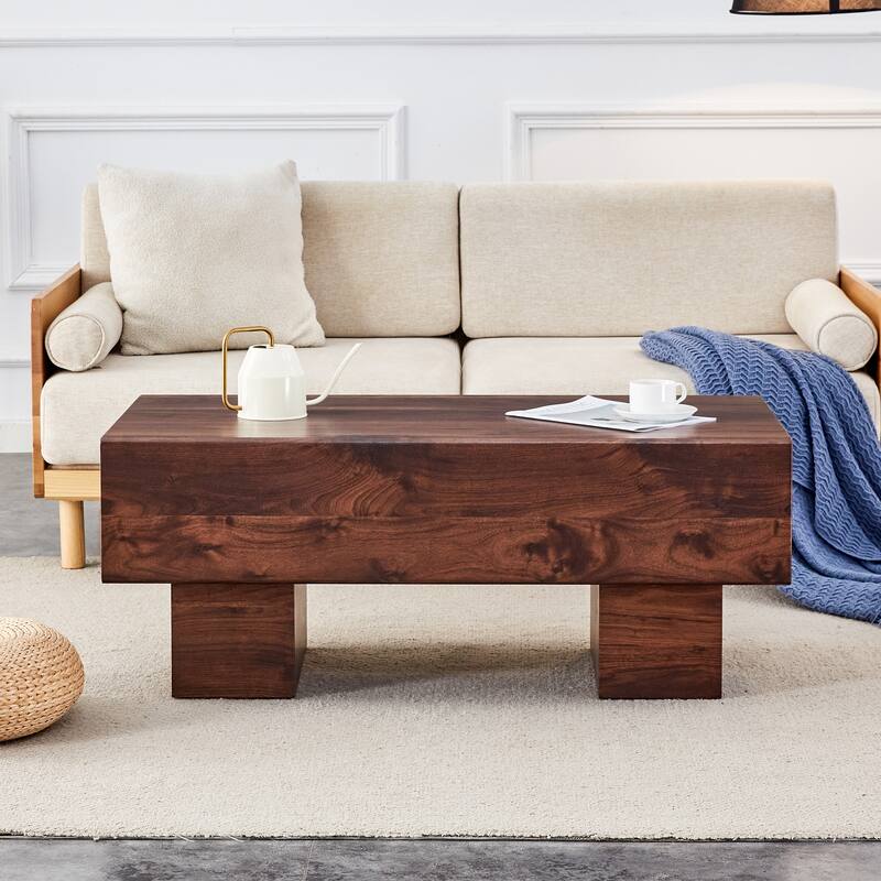 43.3" Modern Rectangular Coffee Table with Sturdy MDF Support Legs for Living Room