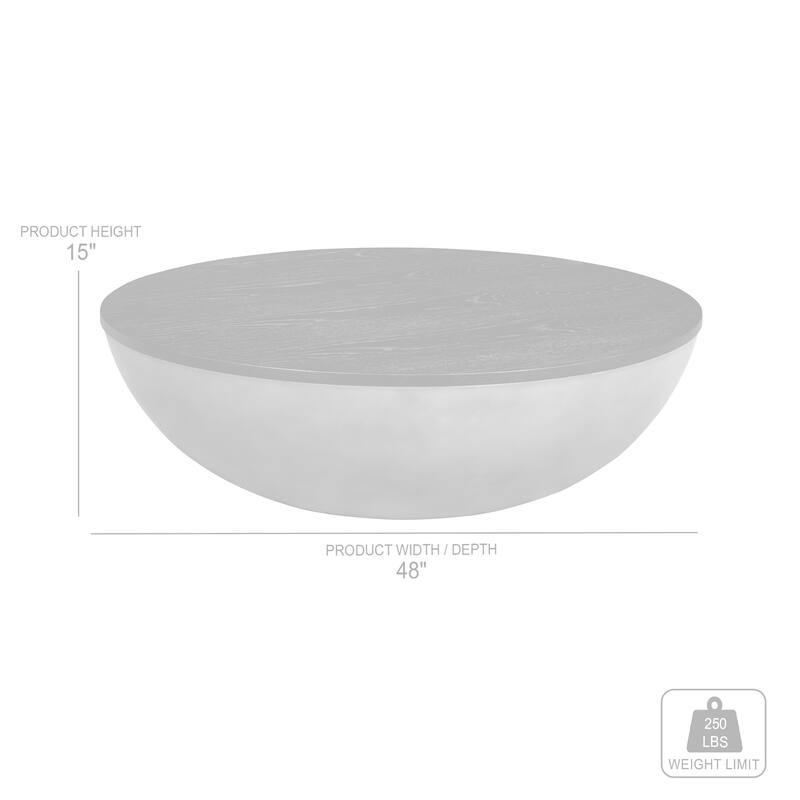 HomeRoots 48" Brown And Gray Solid Wood And Concrete Round Coffee Table - 48' X '15' X '48