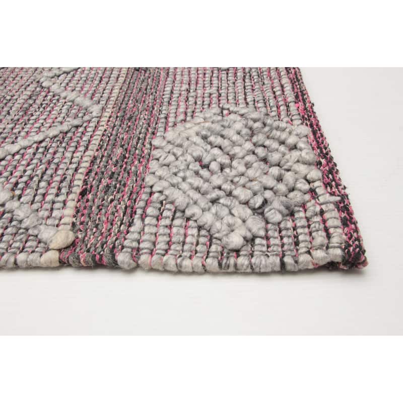 ECARPETGALLERY Braid weave Sienna Pink Wool Rug - 6'1 x 9'0