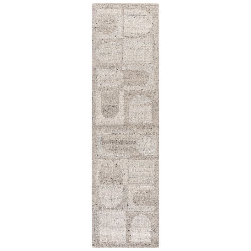 SAFAVIEH Handmade Harvest Poldi Wool Rug - 2'3" x 9' Runner - Grey/Beige