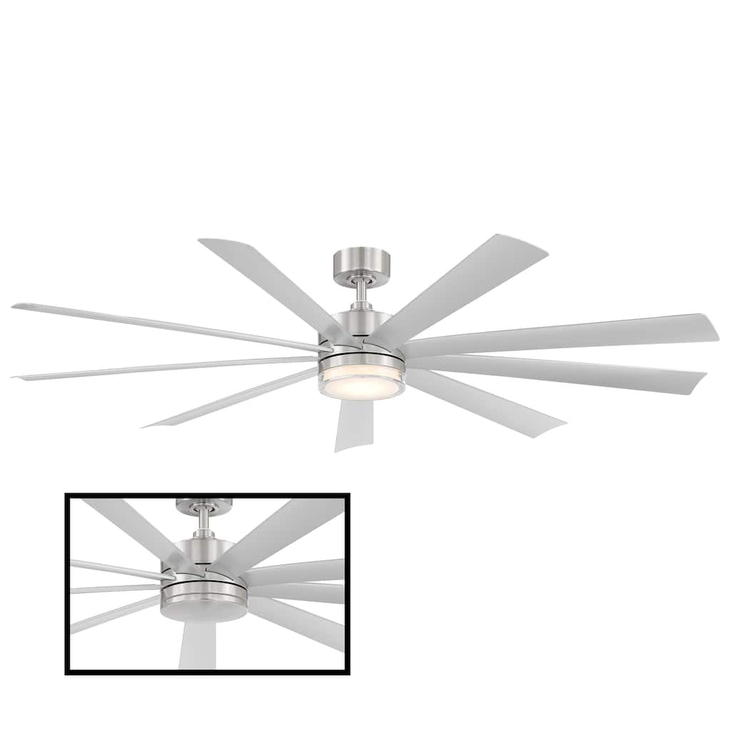 Wynd XL Indoor and Outdoor 9-Blade Smart Ceiling Fan 72in with 3000K LED Light Kit and Remote Control