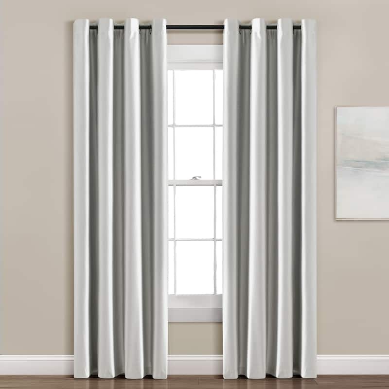 Lush Decor Insulated Grommet Blackout Faux Silk Window Curtain Panel - 84 Inches - Light Gray